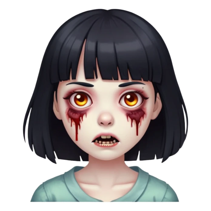 zombie girl with bangs medium hair black sticker