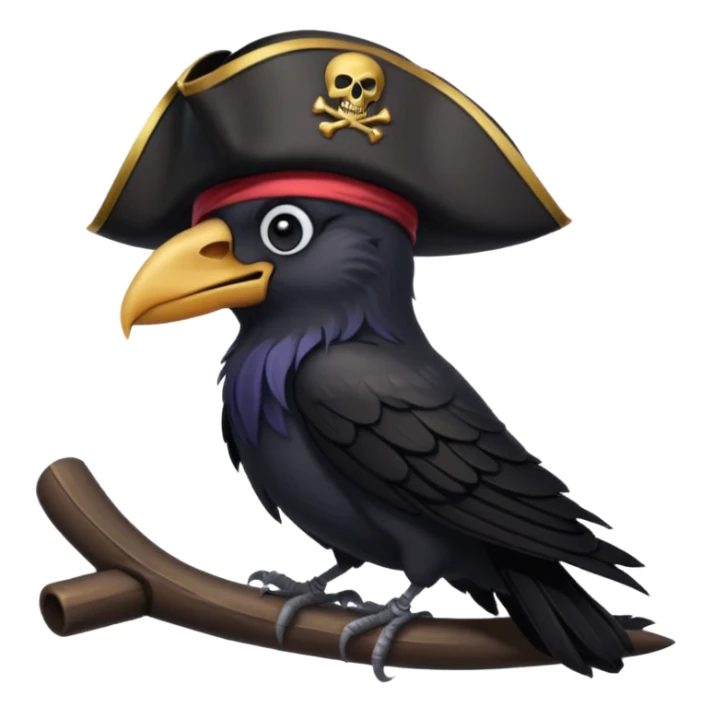 raven with a pirate hat 128.128 sticker
