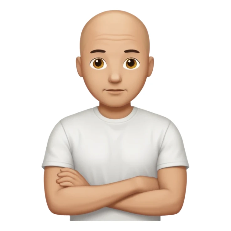 bald man with t shirt sticker