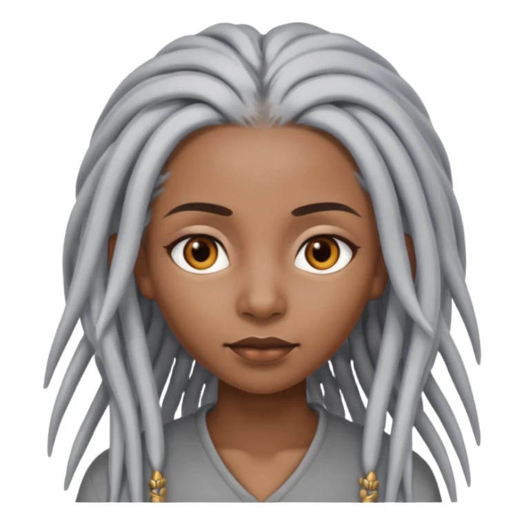black woman with grey eyes with long silver dreadlocs sticker