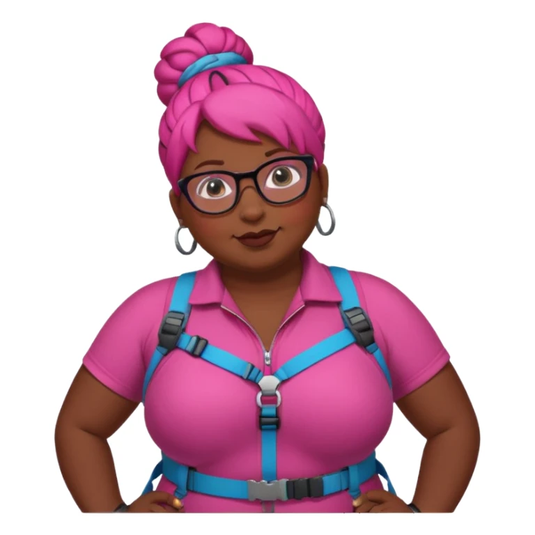 climber fat woman with dark pink bun hair and glassess sticker