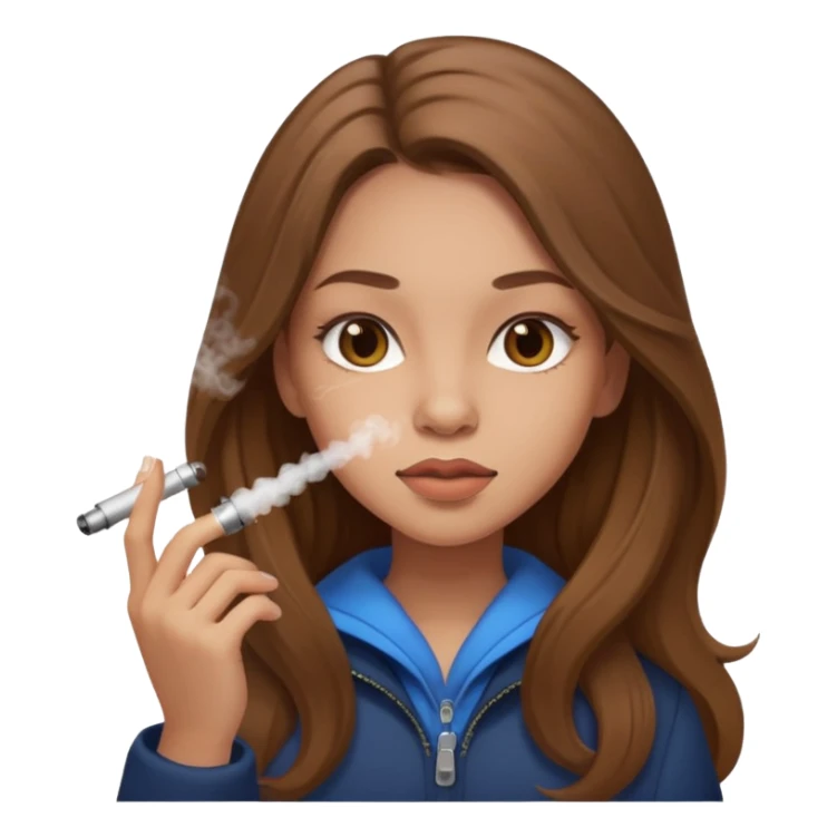 girl with vape long hir and color brwon sticker