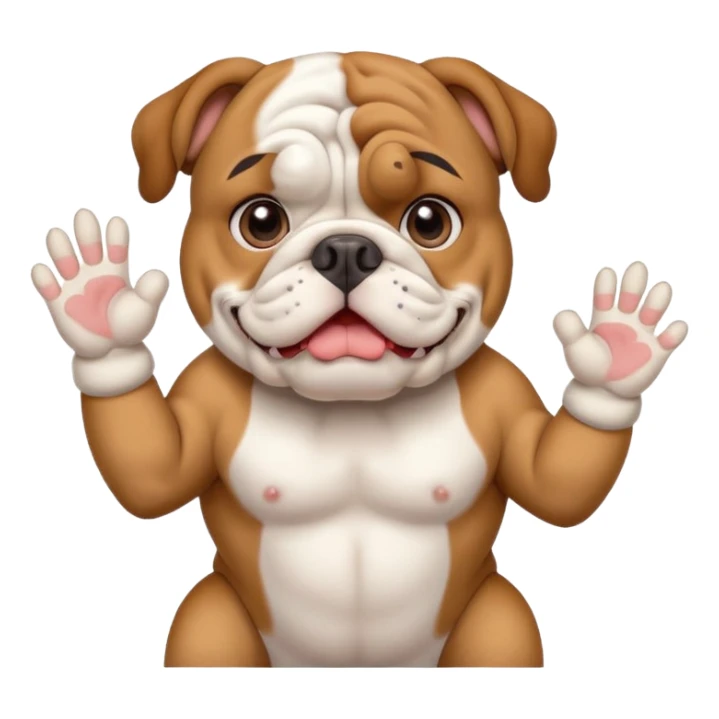 english bulldog offering help with friendly expression and raised paw sticker