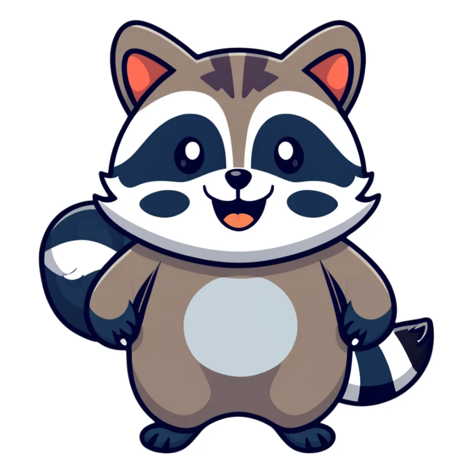 raccoon laughing hard and waving sticker