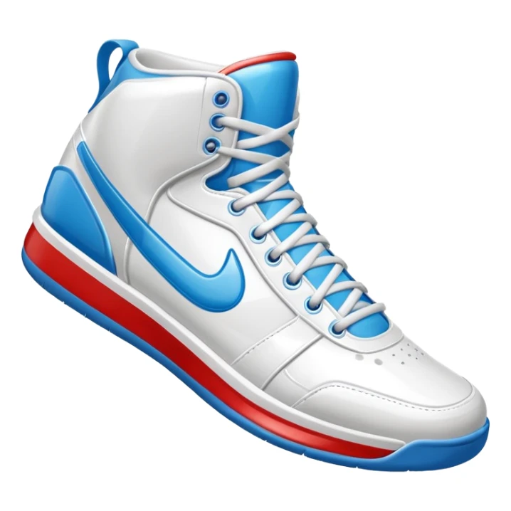 basketball sneaker object icon, high-top shoes, sporty design, glossy details, 3D cartoon, mobile game icon style, centered, clean background, no text, no watermark
 sticker
