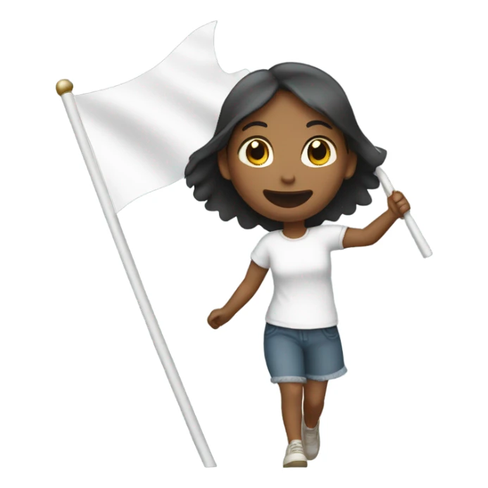 Girl spinning white flag  sticker