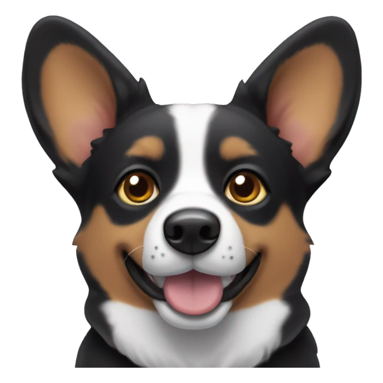 Black corgi with white around eyes and black ears  sticker