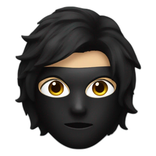 a boy with a black hair wearing a black mask sticker