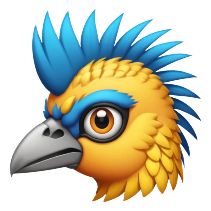 bird with piercings  and mohawk single vibrant colour  two eyes sticker