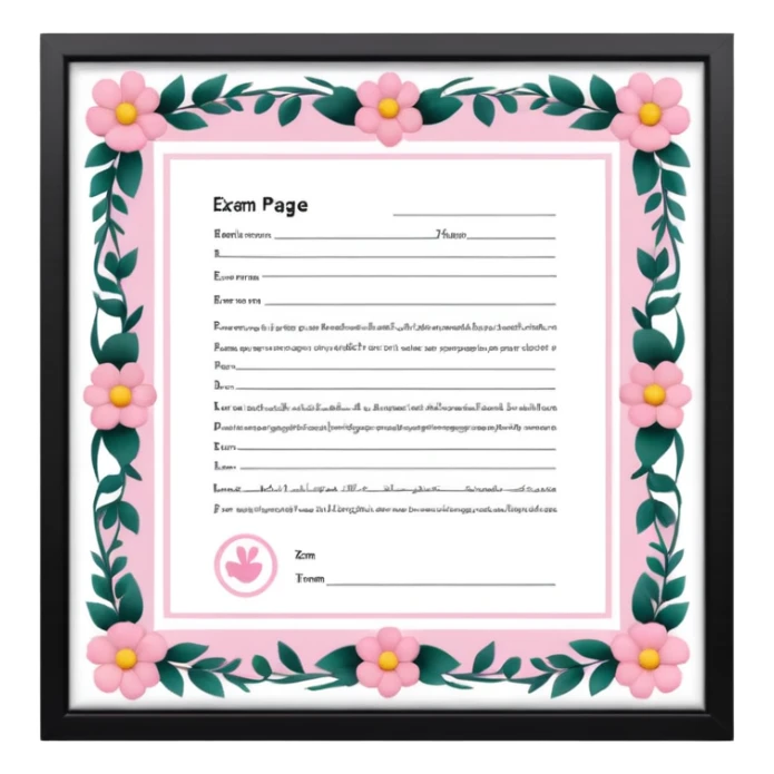 create an exam page make it aaesthetic and girly in pink  sticker