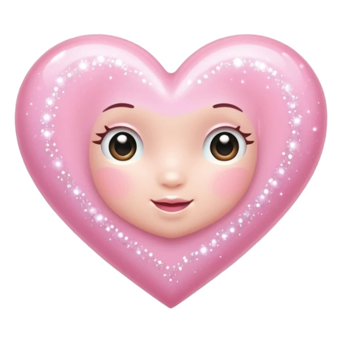 Baby pink heart with cream sparkles sticker