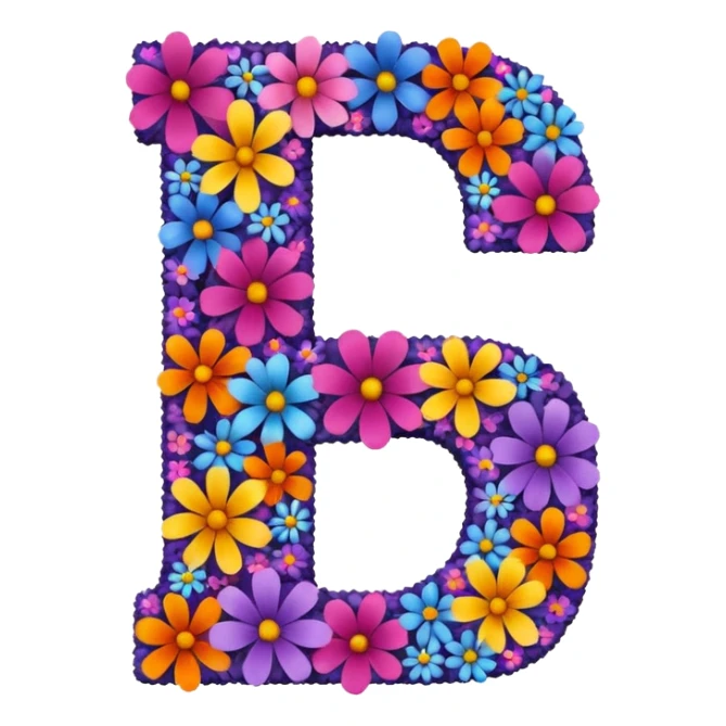 bold number 7 shape formed and filled by dense layer of different flowers sticker