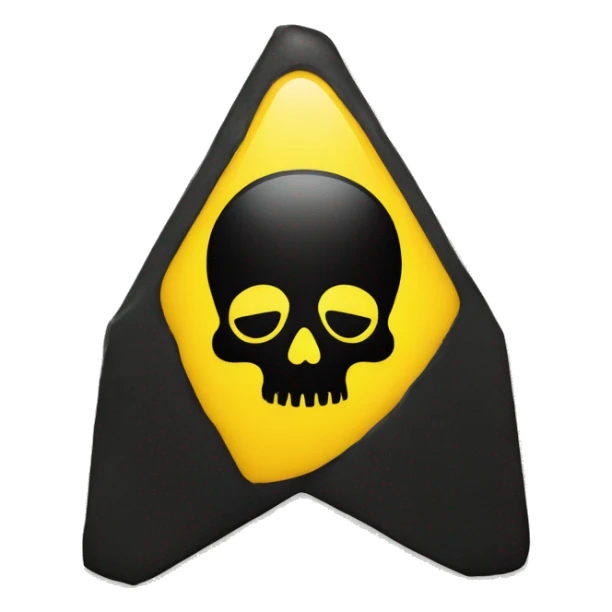 Black skull sign in the middle of a yellow triangle sticker
