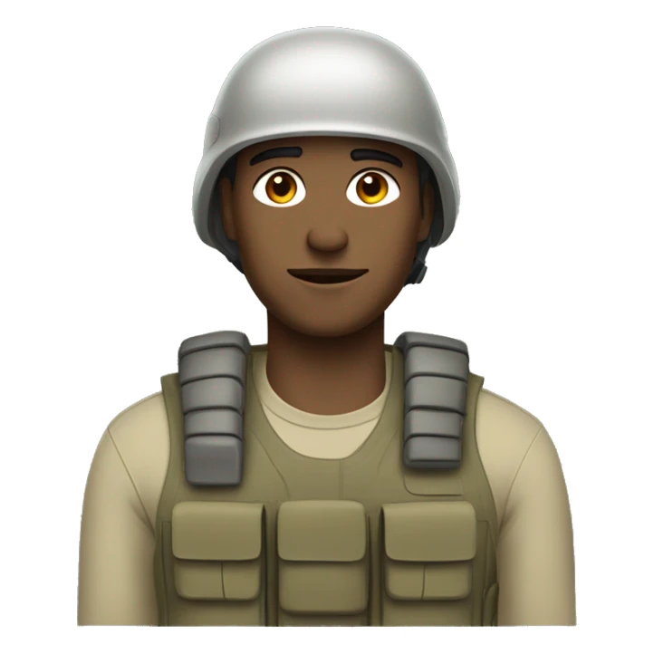 operator dressed in khaki color with a milatary helmet, without glasses, without headset, preferably male sticker