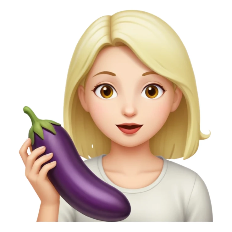 Girl eating eggplant sticker