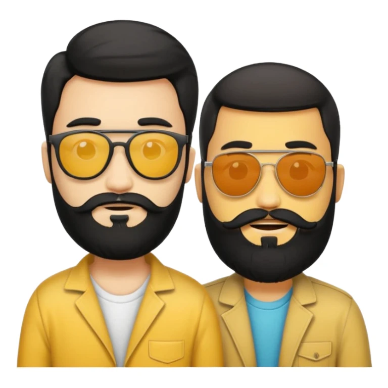 Van u make 2 cool young emojis with shades side by side, both have faded hair, one of them should also have faded beard. Beneath the faded beared emoji should have the initials WQ and the other PJ. black hair and beard sticker