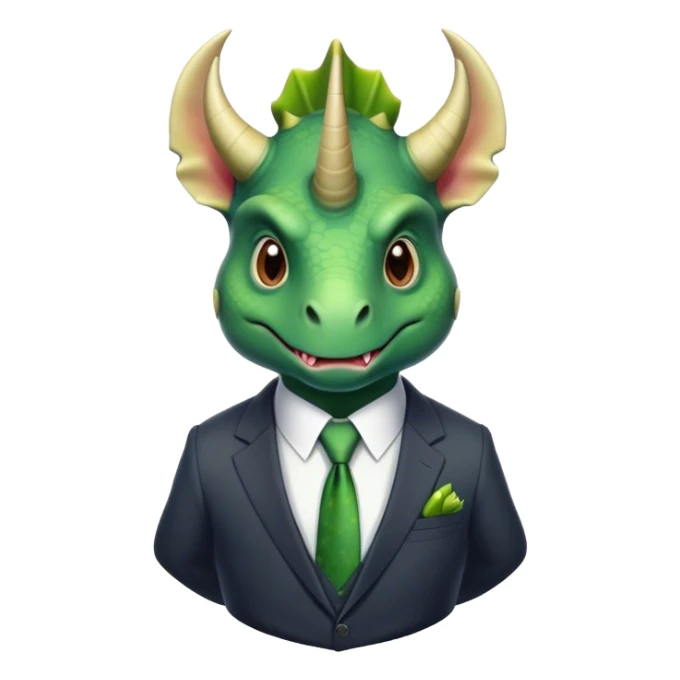 faces of different office green triceratops in a suit sticker