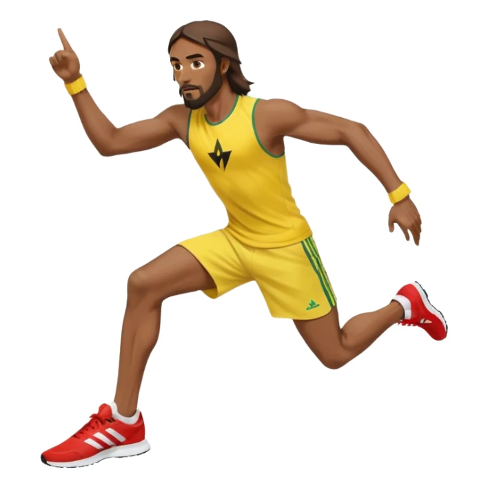jesus in adidas clothes looking cool doing Usain bolt's move sticker