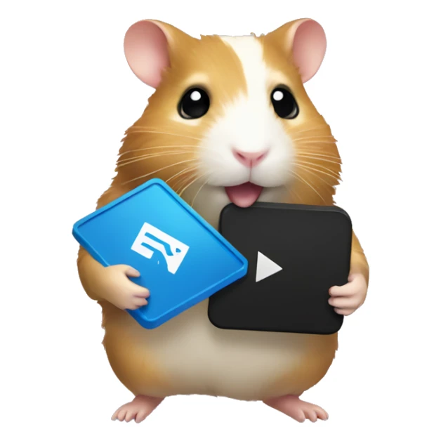 A hamster holding youtube gold play button award sticker