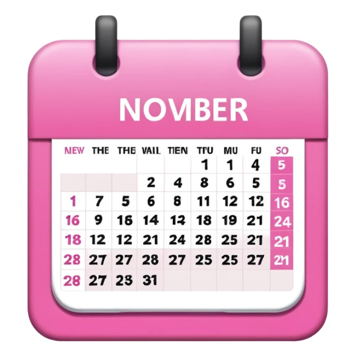 pink calendar of november 2025 in poppins text form sticker