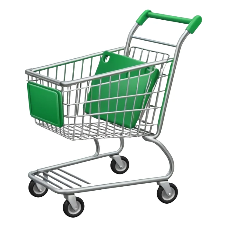 create empty shopping trolley emoji with green tone color sticker