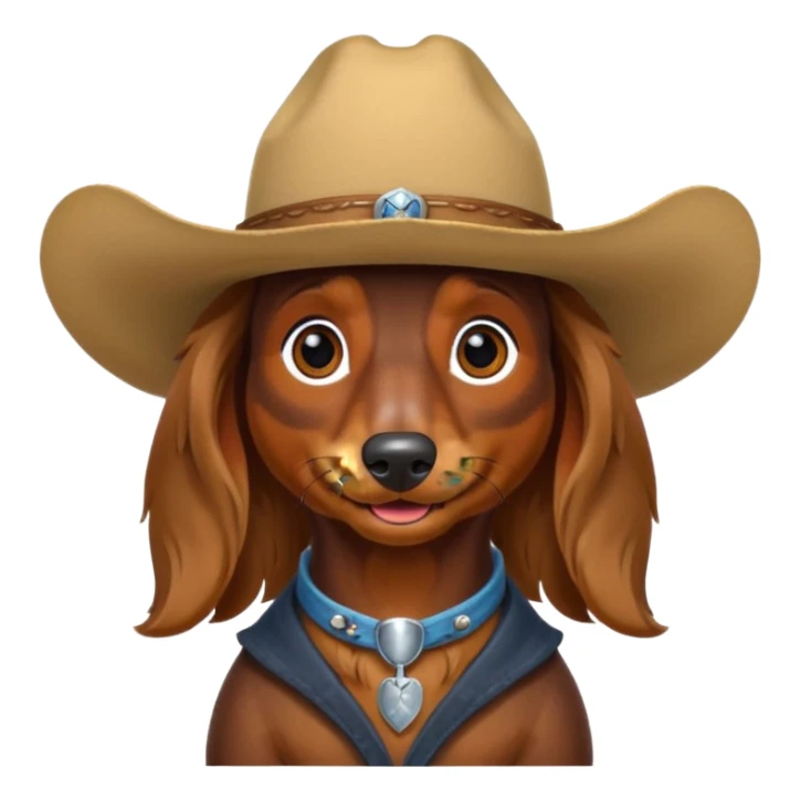 long hair daschund with a cowboy hat sticker