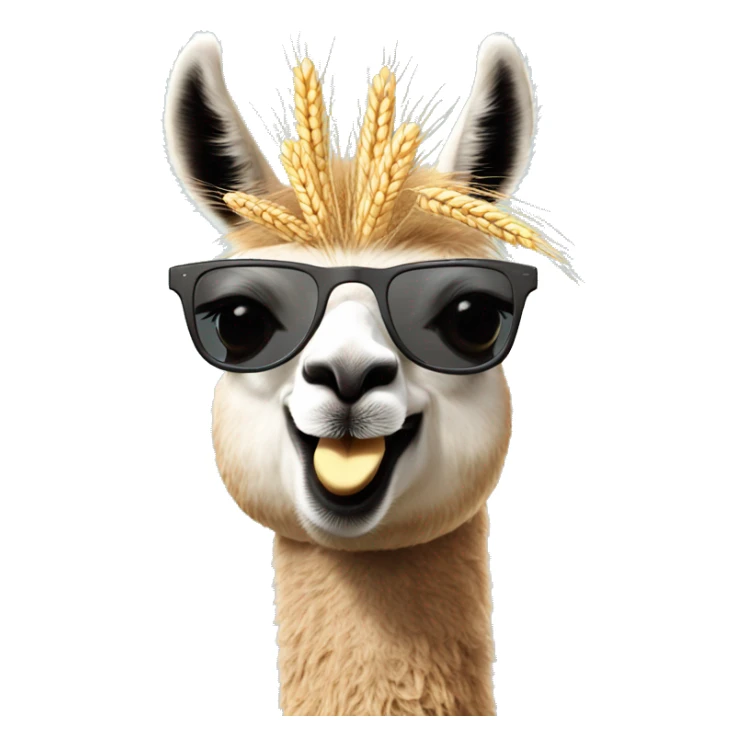 Llama With sunglasses and wheat in its mouth￼ sticker