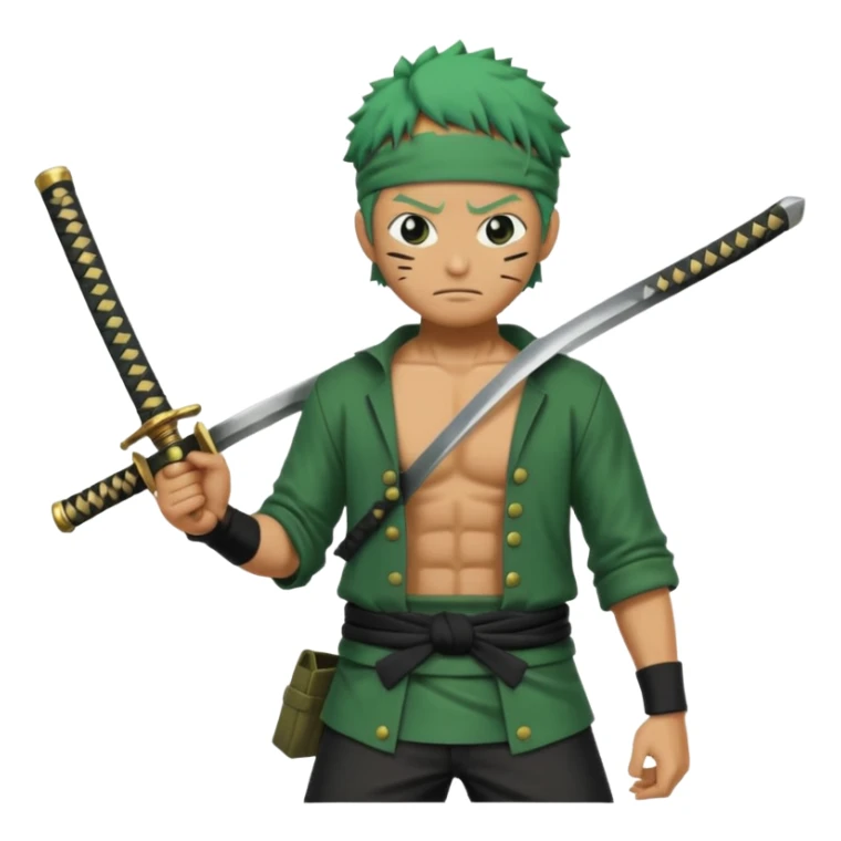 zoro in a battle field with 3 styles sword sticker