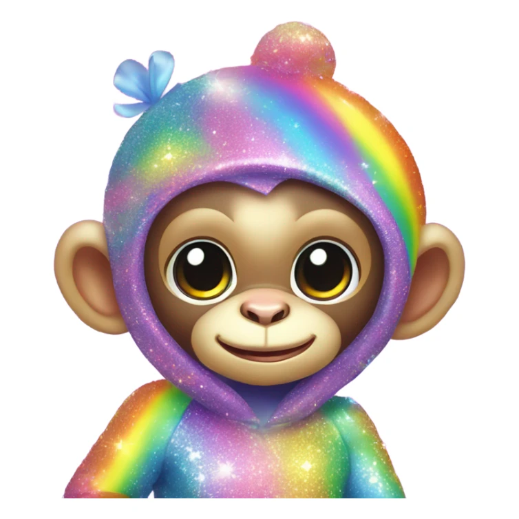 Lisa frank sparkly rainbow baby monkey with heart sticker