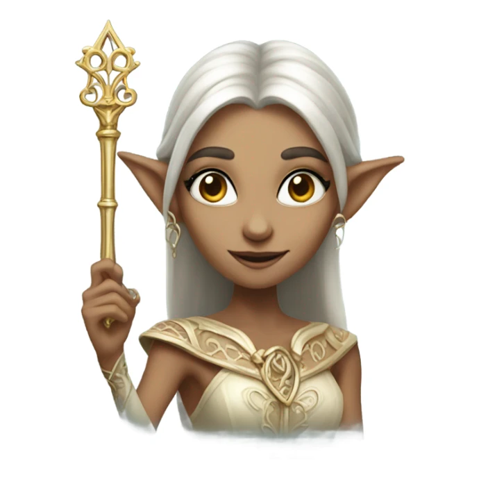 an elf woman login holding a big key sticker