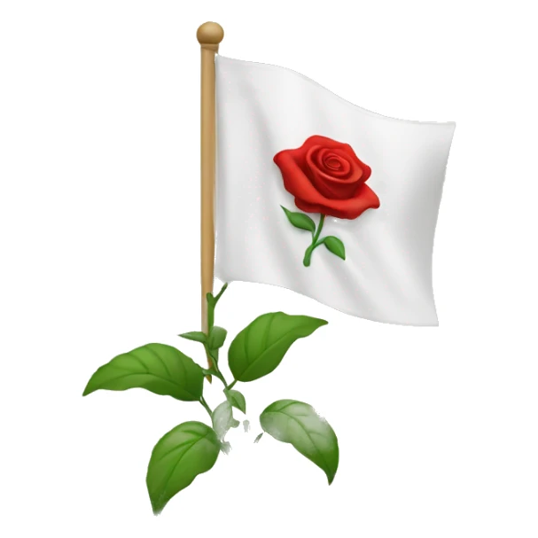 emoji white flag with red rose on the center sticker
