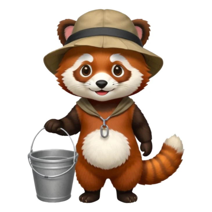 red panda wearing bucket hat, full body sticker