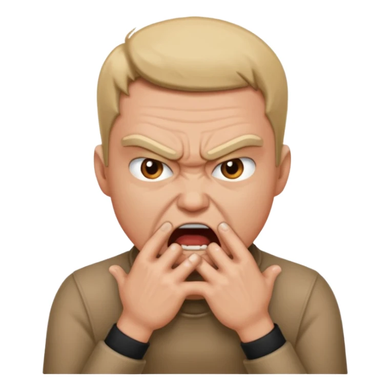 Grabbing throat with hands and looking angry  sticker