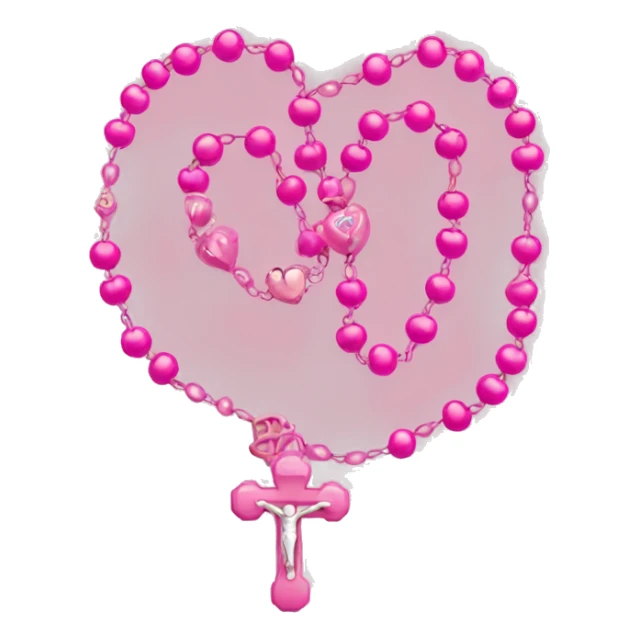 Pink rosary with heart shaped beads sticker