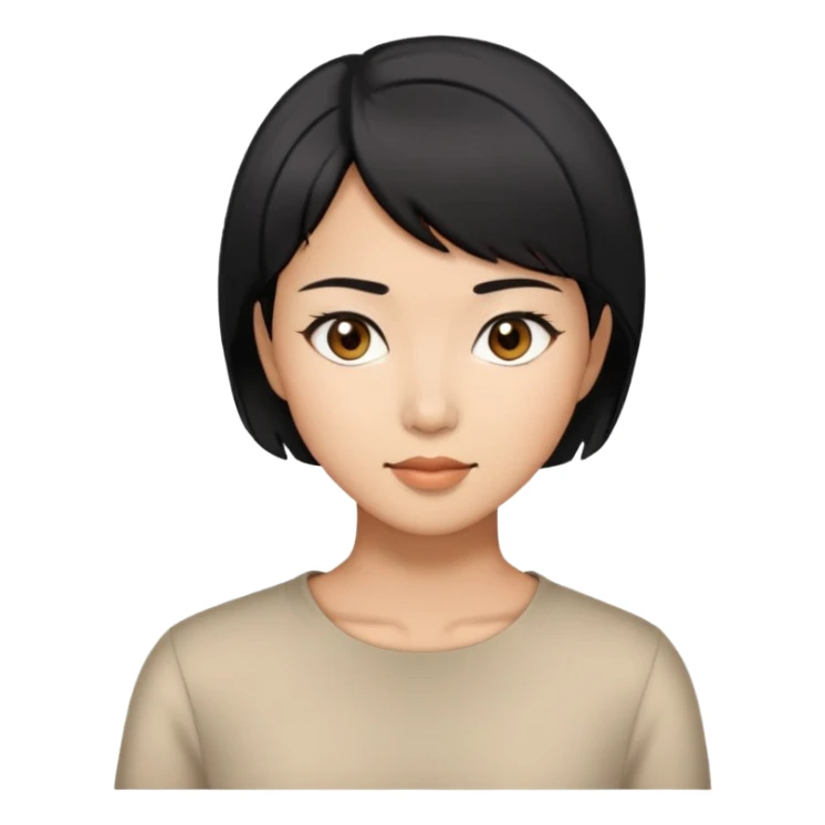 Asian woman model with short black hair sticker