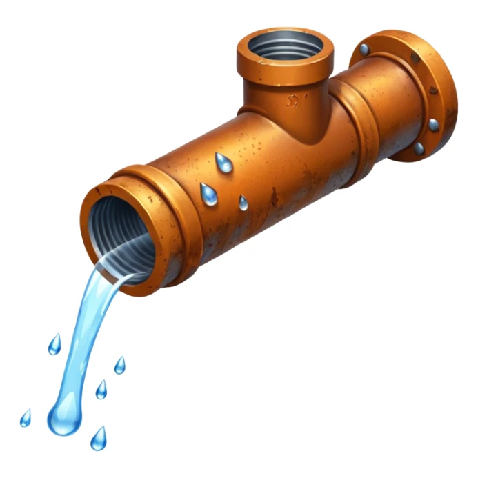 sewer steel pipe with leaking water  sticker