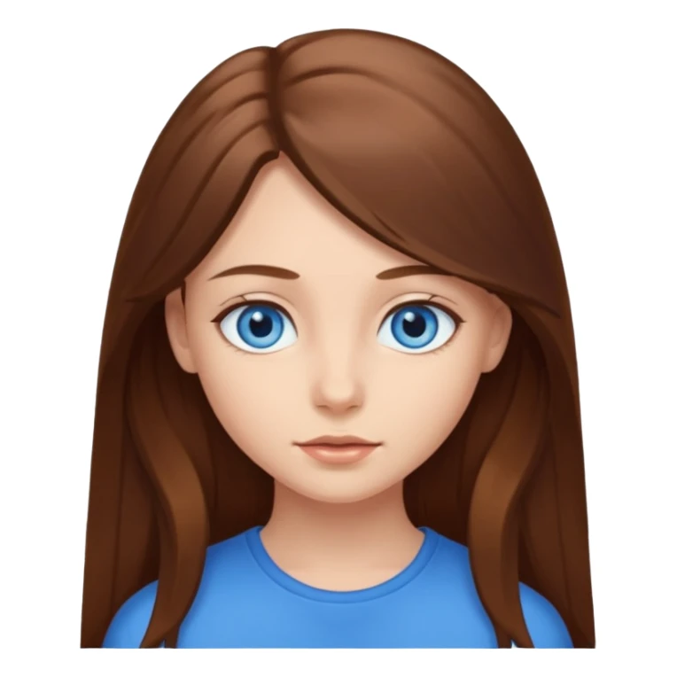 A girl with blue eyes and brown long hair sticker