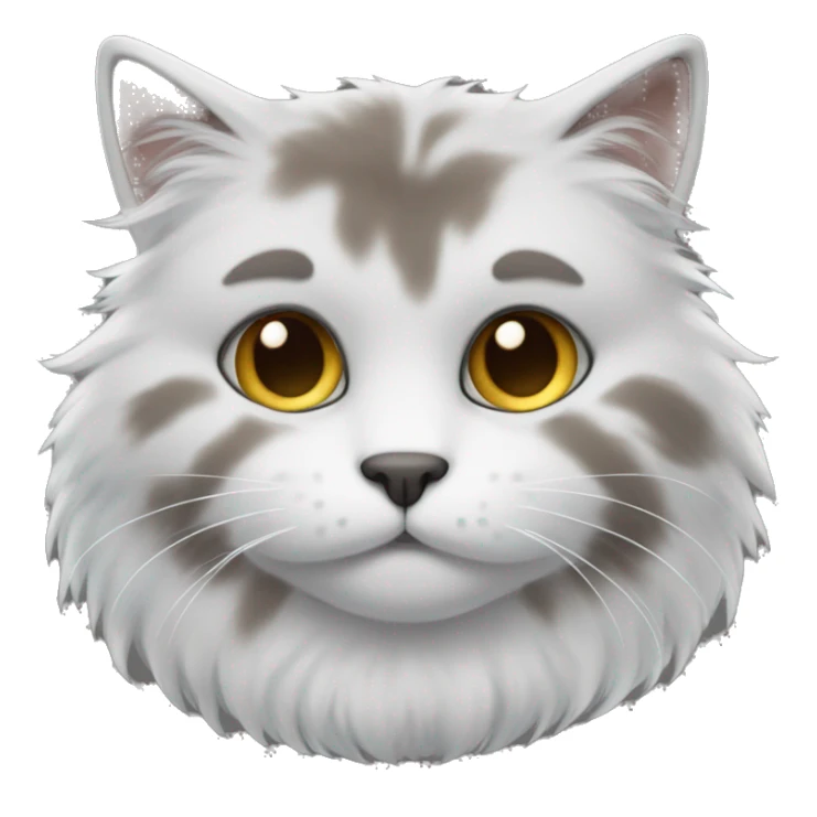 A fluffy cat with gray-white fur and brown eyes sticker