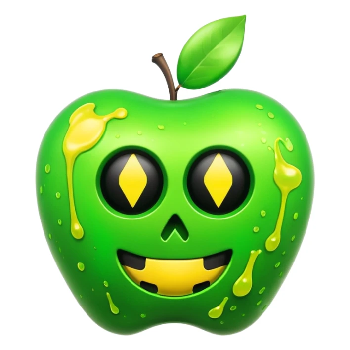 3D render of [INSERT OBJECT], toxic waste aesthetic, neon green bubbling liquid, caution yellow metal, industrial warning texture, Apple emoji style, isolated on white background --v 6.0 sticker