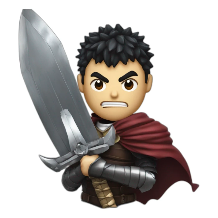 angry berserk guts carrying a huge sword on his shoulder framed on his bust sticker