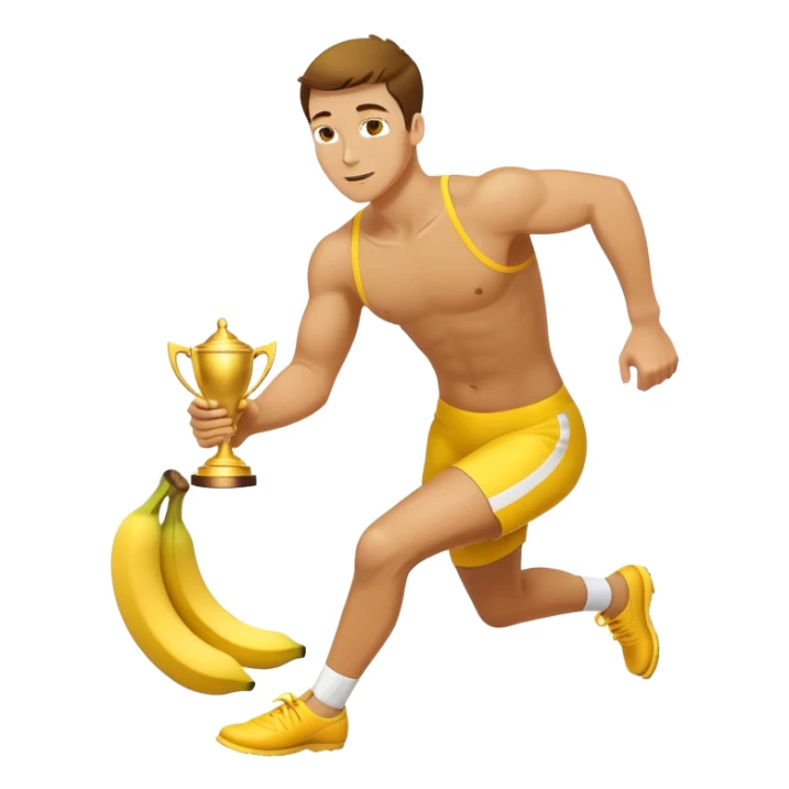 Athlete with prize in hand bleeping on banana peel  sticker