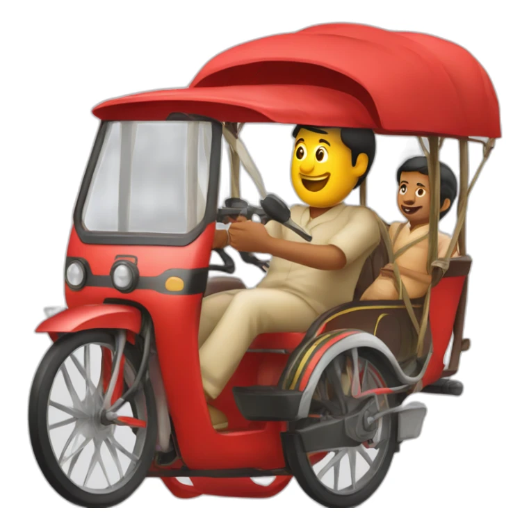 Bangladeshi rickshaw red and a driver biking it sticker