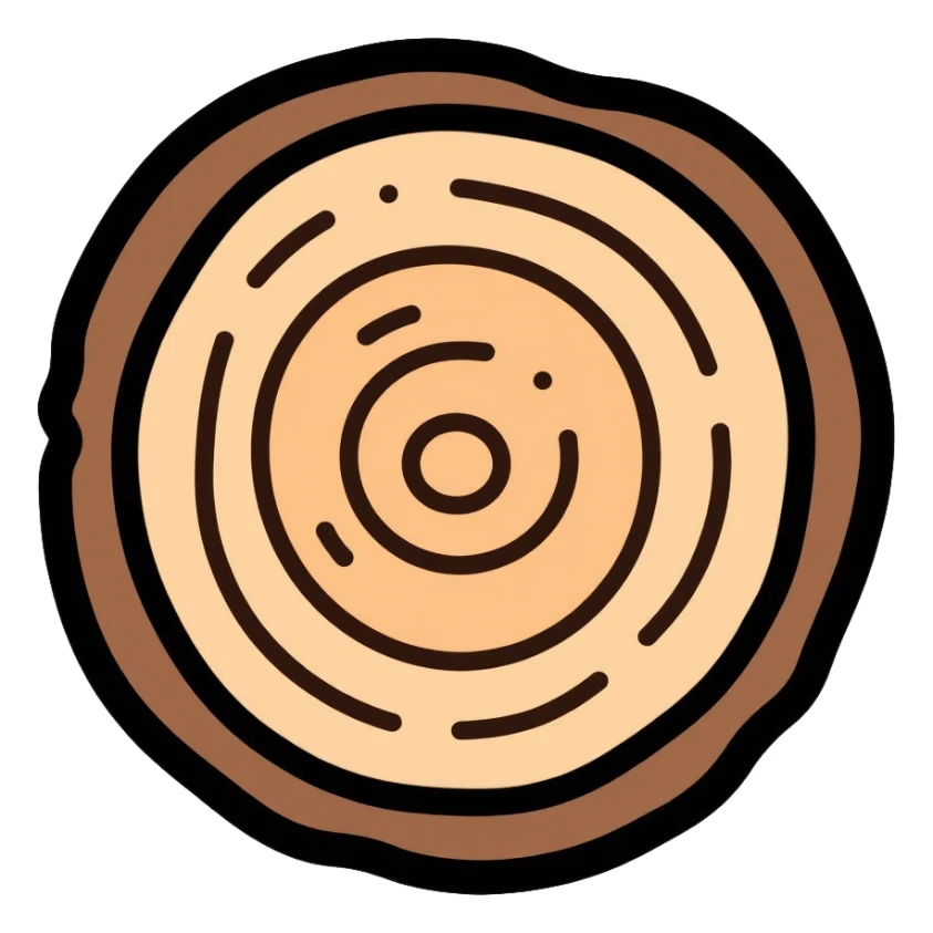 natural and renewable material: wood log with tree rings sticker