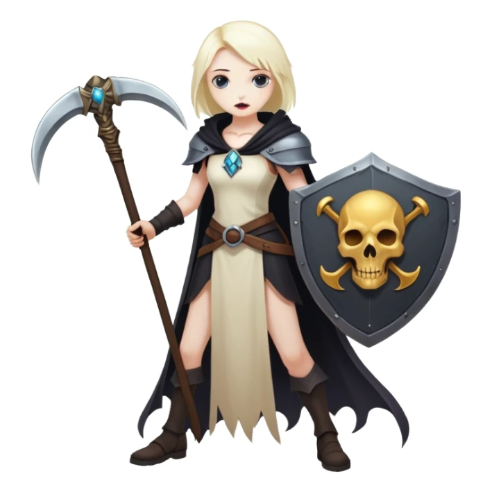 Necromancer girl with scythe and shield, dead mage sticker