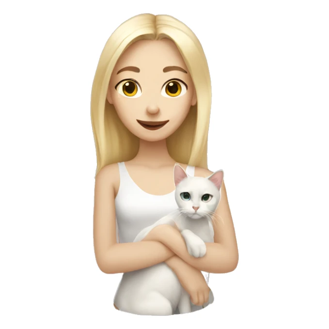 blonde girl and white cat sticker