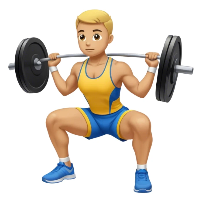 yellow and blue clothes athlete weighted squats sticker