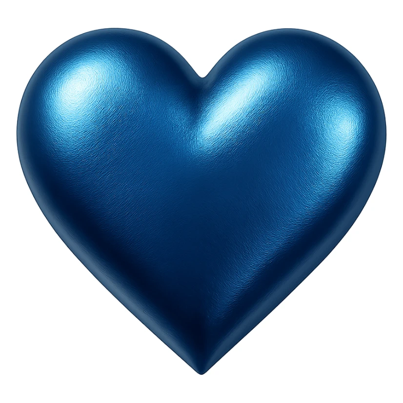 heart with a metallic sapphire blue finish sticker