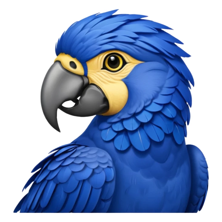 Hyacinth macaw with all blue feathers except for yellow around beak and eyes sticker