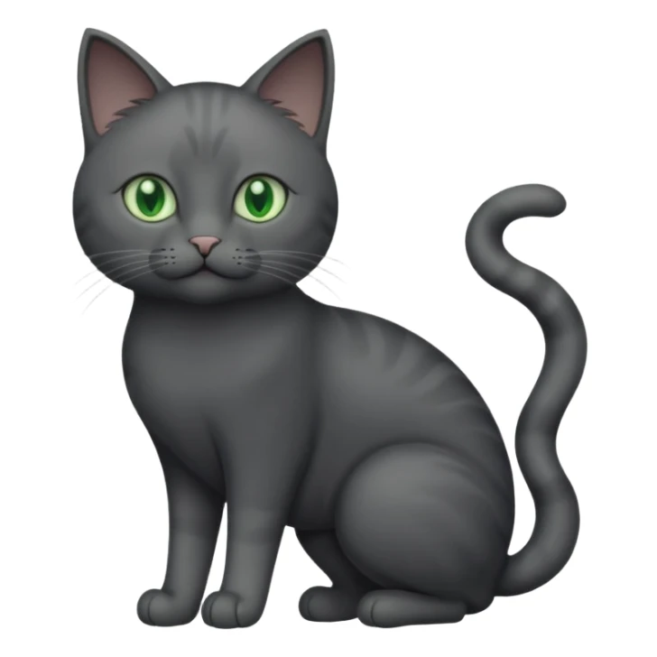 full body solid dark grey cat with green eyes and white paws and whiskers sticker