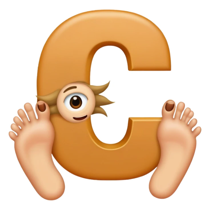 Una letra c y cabello manos y pies ojos una boca sticker